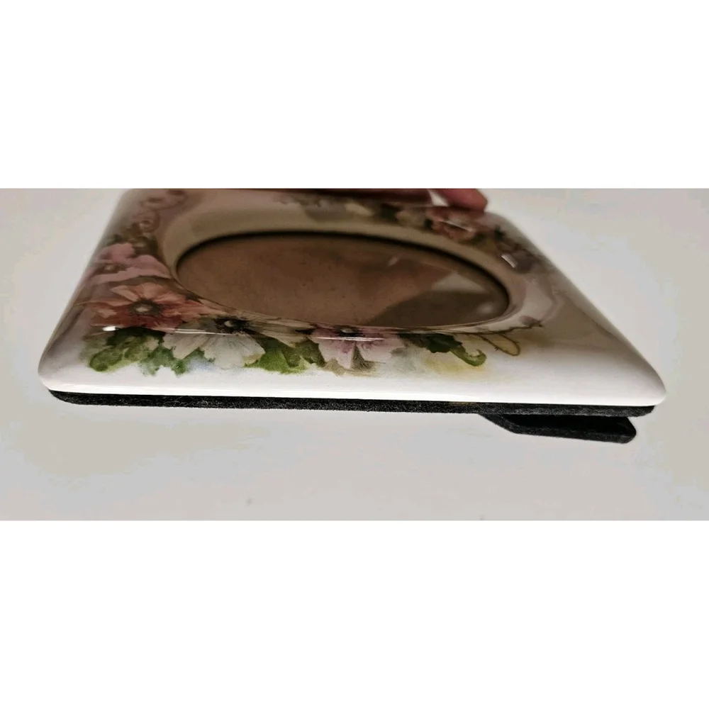 Vintage Terragrafics Ceramic Floral Picture Frame 5x7 Hand Painted Flower Design
